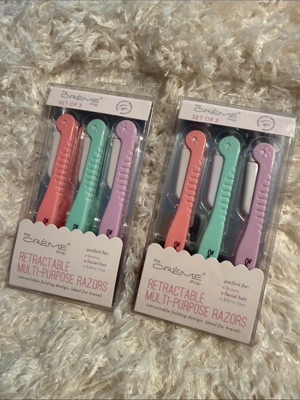The crème shop set of 2 retractable multipurpose razors